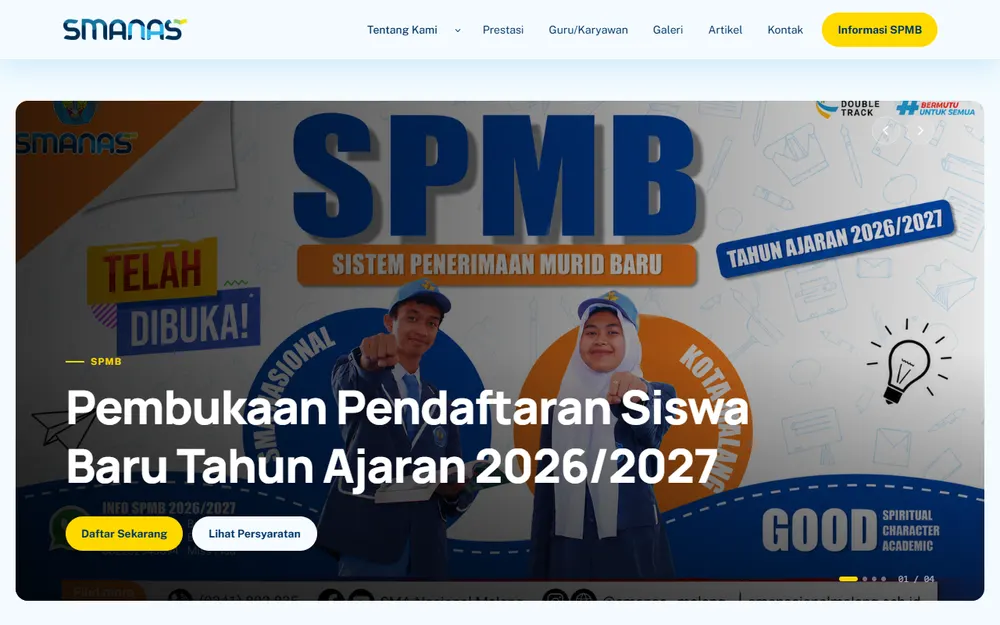 Tampilan smanasionalmalang.sch.id